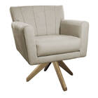 Poltrona Laura Base Giratória De Madeira Linho - Amarena Móve