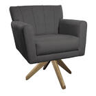 Poltrona Laura Base Giratória De Madeira Linho - Amarena Móve