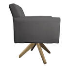 Poltrona Laura Base Giratória De Madeira Linho - Amarena Móve