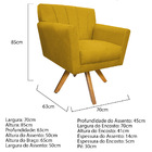 Poltrona Laura Base Giratória De Madeira Suede Amarelo - Amar