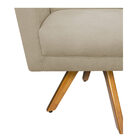 Poltrona Laura Base Giratória De Madeira Suede Bege - Amarena