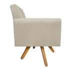 Poltrona Laura Base Giratória De Madeira Suede Bege - Amarena