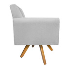 Poltrona Laura Base Giratória De Madeira Suede Branco - Amare