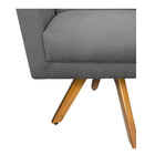 Poltrona Laura Base Giratória De Madeira Suede Cinza - Amaren