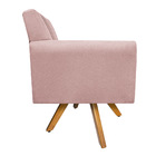 Poltrona Laura Base Giratória De Madeira Suede Rosê - Amarena