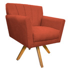 Poltrona Laura Base Giratória De Madeira Suede Terracota - Am