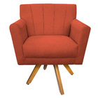 Poltrona Laura Base Giratória De Madeira Suede Terracota - Am