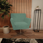 Poltrona Laura Base Giratória De Metal Linho - Doce Sonho Móv