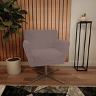 Poltrona Laura Base Giratória De Metal Linho - Doce Sonho Móv