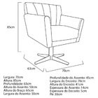 Poltrona Laura Base Giratória De Metal Linho - Doce Sonho Móv