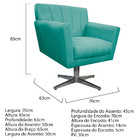 Poltrona Laura Base Giratória De Metal Suede Azul Ciano - Ama