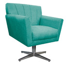 Poltrona Laura Base Giratória De Metal Suede Azul Ciano - Ama