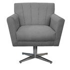Poltrona Laura Base Giratória De Metal Suede Cinza - Amarena