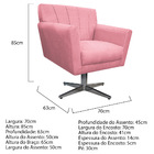 Poltrona Laura Base Giratória De Metal Suede Rosa Bebê - Amar
