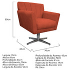 Poltrona Laura Base Giratória De Metal Suede Terracota - Amar