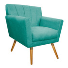 Poltrona Laura Pés Palito Mel Suede Azul Ciano - Amarena Móve