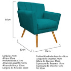 Poltrona Laura Pés Palito Mel Suede Azul Turquesa - Amarena M