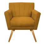 Poltrona Laura Pés Palito Mel Suede Mostarda - Amarena Móveis