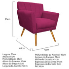 Poltrona Laura Pés Palito Mel Suede Pink - Amarena Móveis