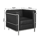 Poltrona Le Corbusier Cromado Em Couro Natural Preto