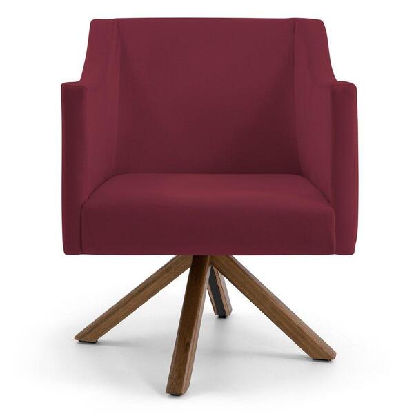 Poltrona Lila Base Giromad Giratória Veludo Marsala Domi