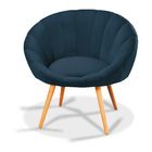 Poltrona Lina Veludo Marinho Pés Palito Castanho - D'rossi