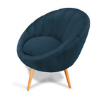 Poltrona Lina Veludo Marinho Pés Palito Castanho - D'rossi