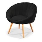 Poltrona Lina Veludo Pés Palito Castanho - D'rossi - Preto