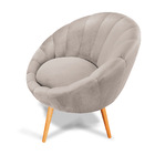 Poltrona Lina Veludo Prata Pés Palito Castanho - D'rossi