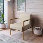 Poltrona Lineal Algodão Bege E Nogueira