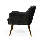 Poltrona Lisa Veludo Preto D-99 Com Encosto Corano Preto B-97