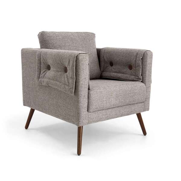 Poltrona Liv Com Pé Palito Cinza Mesclado