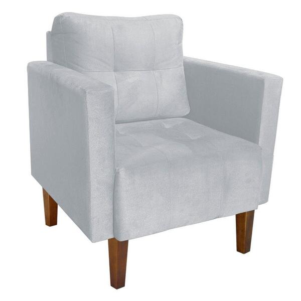 Poltrona Lívia Suede Cinza Pés Chanfrado Drossi