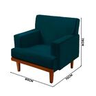 Poltrona Living Com Pés De Madeira Veludo Azul Lima Shop Jm