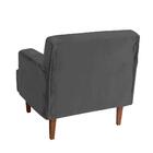 Poltrona Living Com Pés De Madeira Veludo Cinza Lima Shop Jm