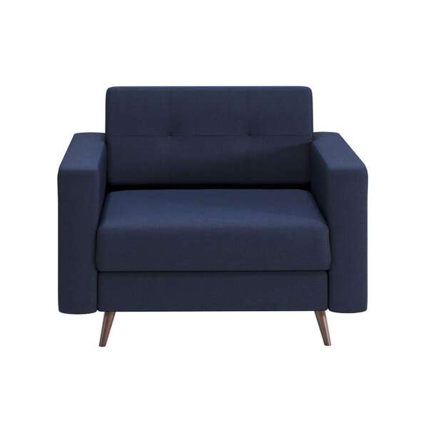 Poltrona Living Pé Palito Linho Cotton Azul Marinho