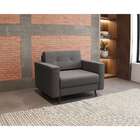 Poltrona Living Pé Palito Linho Cotton Cinza