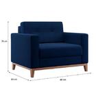 Poltrona Living Pés E Base Em Madeira Linha Cotton Azul