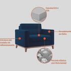 Poltrona Living Pés E Base Em Madeira Linha Cotton Azul