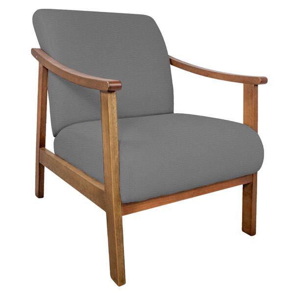 Poltrona Liz Base Madeira Corano  - Doce Sonho Móveis - Cinza