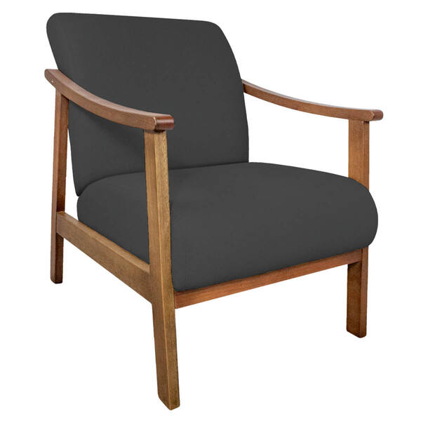 Poltrona Liz Base Madeira Linho - Doce Sonho Móveis - Chumbo