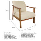 Poltrona Liz Base Madeira Suede  - Amarena Móveis - Bege