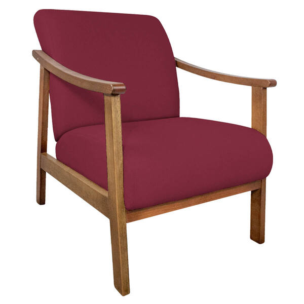 Poltrona Liz Base Madeira Suede  - Amarena Móveis - Bordô