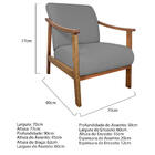 Poltrona Liz Base Madeira Suede  - Amarena Móveis - Cinza