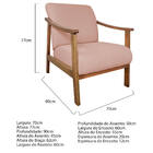 Poltrona Liz Base Madeira Suede  - Amarena Móveis - Rosê