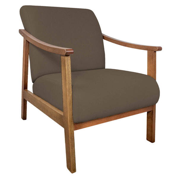 Poltrona Liz Base Madeira Suede  - Doce Sonho Móveis - Marrom