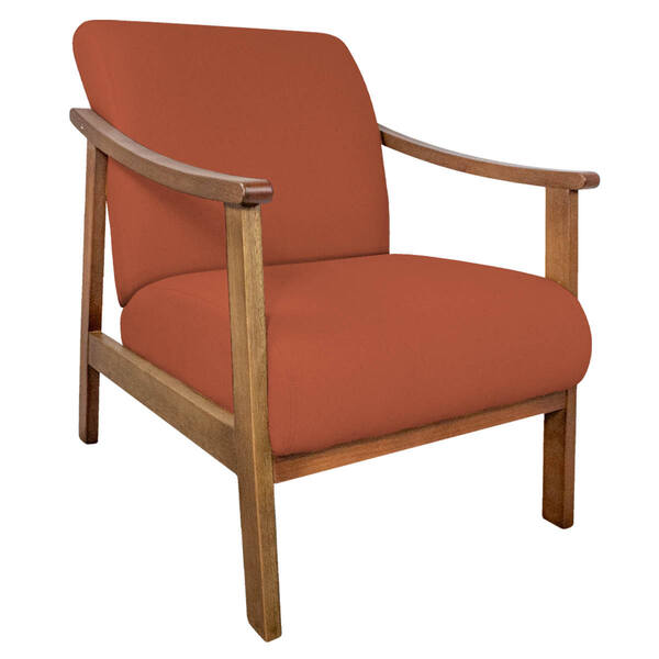 Poltrona Liz Base Madeira Suede  Terracota - Doce Sonho Móveis