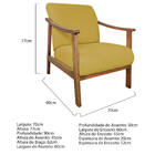 Poltrona Liz Base Madeira Suede Amarelo - Amarena Móveis