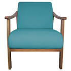 Poltrona Liz Base Madeira Suede Azul Turquesa - Amarena Móveis