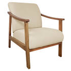 Poltrona Liz Base Madeira Suede Bege - Doce Sonho Móveis